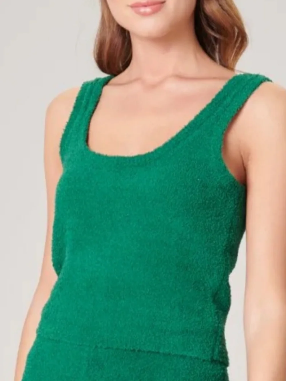 Sugarlips Emerald Green Fuzzy Sweater Tank - Picture 4 of 5